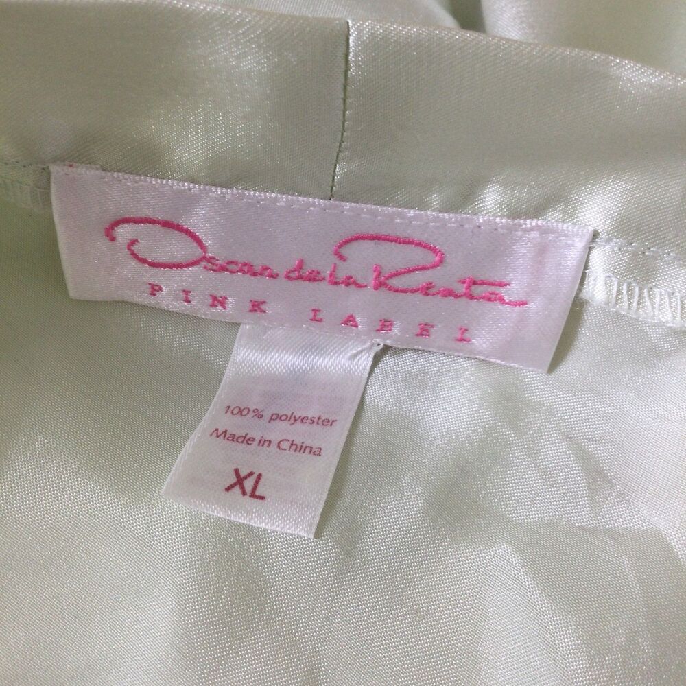 Oscar De La Renta Womens Logo Belted Satin Robe With Gown Set Green Size XL - Picture 14 of 16